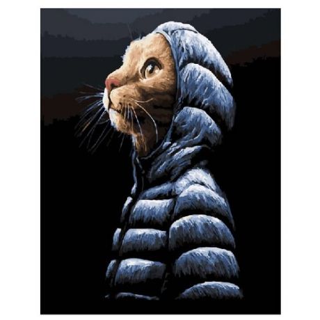 ВанГогВоМне Картина по номерам "Кот в пуховичке", 40х50 см (ZX 20266)