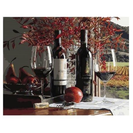 ВанГогВоМне Картина по номерам "Натюрморт с вином и цветами", 40х50 см (ZX 21754)
