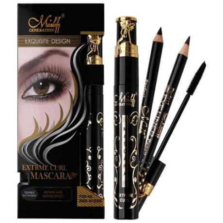 Menow Набор для макияжа: тушь для ресниц Extreme Curl Mascara и 2 карандаша для глаз