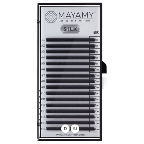 Innovator Cosmetics Ресницы Mayamy Silk 16 линий D-изгиб 0.1 мм Mix черный