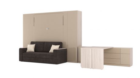 Шкаф-кровать Askona Wall Bed с диваном и комодом, цвет Ясень 160x200