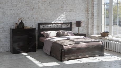 Кровать из массива Askona Flora Dark Venge 90x200