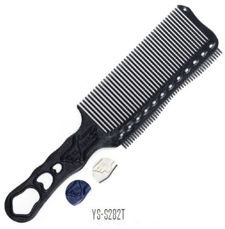 Y.S. Park, Расческа с ручкой и зубцами на обушке для мужских стрижек под машинку YS-s282T (3 цвета), 1 шт, белый