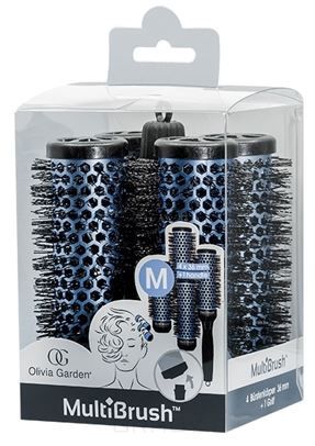 Набор брашингов для укладки волос со съемной ручкой в комплекте размер M MultiBrush, 4 шт/уп