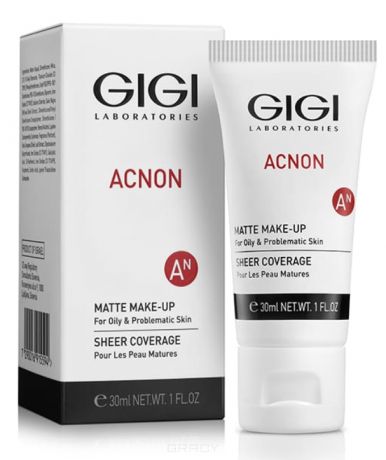 GiGi, Крем-тон матирующий для проблемной и жирной кожи Acnon Matte makeup, 30 мл