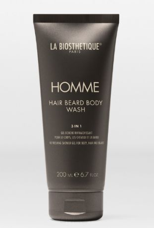 La Biosthetique, Очищающий, увлажняющий и освежающий гель для тела, волос и бороды Homme Hair Beard Body Wash, 200 мл