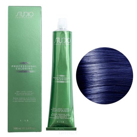 Kapous, Крем-краска для волос с экстрактом женьшеня и рисовыми протеинами Studio Professional, 100 мл (2 оттенка), 100 мл, 07 усилитель синий