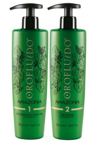 Orofluido, Набор для волос Amazonia Set (Шаг 1 масло + Шаг 2 шампунь), 500/500 мл