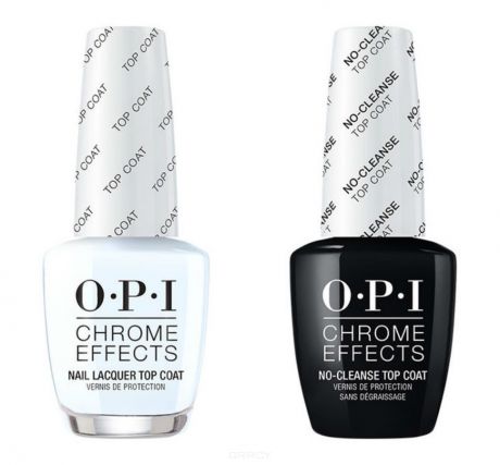 OPI, Пудра с эффектом хромирования для гель-лака/классического лака Chrome Effects, 15 мл (2 вида), 15 мл, No Cleanse Top Coat