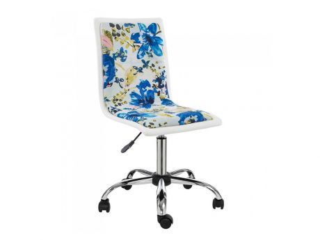 Компьютерное кресло Mis white / flowers fabric Стул MebelVia
