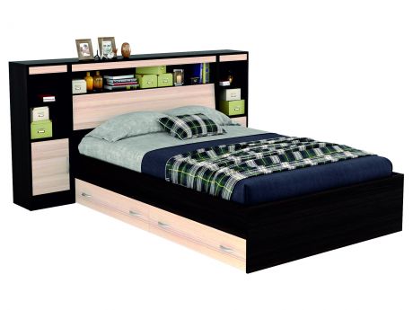 Кровать с блоком, ящиками, тумбами и комплектом для сна Виктория (140х200)