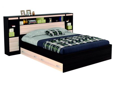 Кровать с блоком, ящиками, тумбами и комплектом для сна Виктория (160х200)
