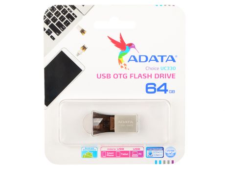 USB флешка A-Data UC330 64GB Silver/black (AAI920-64G-CBK) USB 2.0/MicroUSB