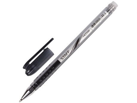 Ручка стираемая гелевая STAFF, корпус черный, хромированные детали, узел 0,5 мм, линия 0,38 мм, черная