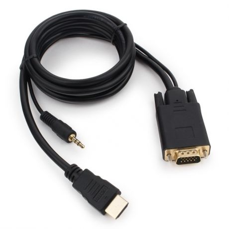 Кабель HDMI-VGA Cablexpert A-HDMI-VGA-03-6 19M/15M + 3.5Jack, 1.8м, черный, позол.разъемы