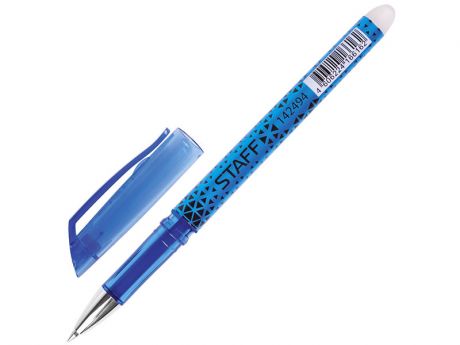 Ручка стираемая гелевая STAFF, хромированные детали, узел 0,5 мм, линия 0,35 мм, синяя