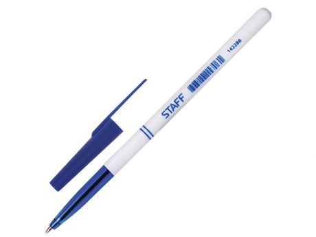 Ручка шариковая STAFF "Офисная" синяя, корпус белый, узел 0,7 мм, линия письма 0,35 мм