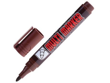 Маркер перманентный (нестираемый) CROWN "Multi Marker", коричневый, скошенный наконечник, 3 мм, CPM-