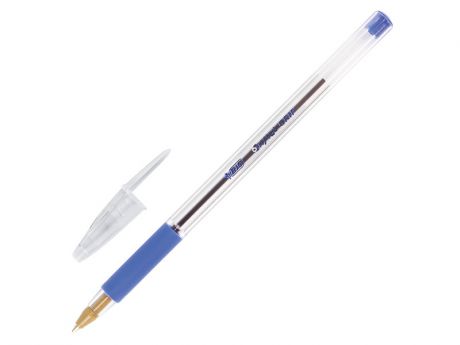 Ручка шариковая с грипом BIC "Cristal Grip", СИНЯЯ, корпус прозрачный, узел 1 мм, линия письма 0,32 мм