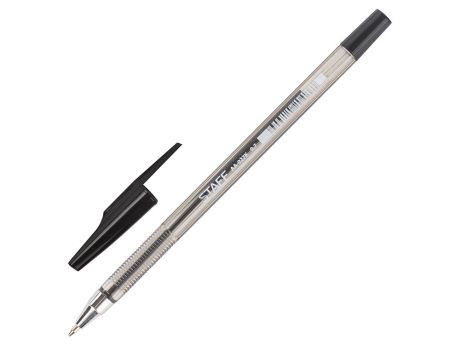Ручка шариковая STAFF AA-927, ЧЕРНАЯ, корпус тонированный, хромированные детали, 0,7 мм, линия 0,5 м