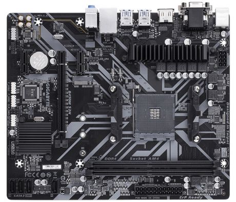 Материнская плата GIGABYTE B450M S2H (AM4, AMD B450, 2xDDR4, PCI-Ex16, 2xPCI-Ex1, D-SUB, DVI, HDMI, SATA III+RAID, GB Lan, M.2, USB 3.1, mATX, Retail)