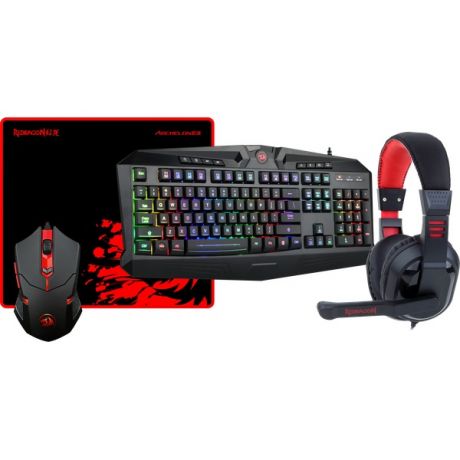 Игровой набор Redragon S101-BA Black/Red USB клавиатура: проводная, 104 клавиши / мышь: 3200dpi, 5 кнопок + колесо / гарнитура: накладные полноразмерные, 20–20000 Гц, 110 дБ