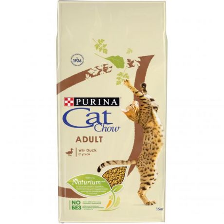 Сухой корм для взрослых кошек Purina Cat Chow, утка, пакет, 15 кг 12309193