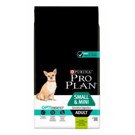 Сухой корм Purina Pro Plan для взрослых собак мелких и карликовых пород с чувствительным пищеварением, ягнёнок с рисом, пакет, 7 кг 12398375