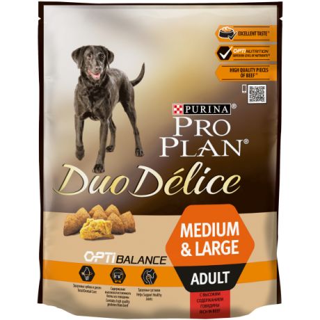 Сухой корм Purina Pro Plan DUO DÉLICE для собак взрослых крупных и средних пород c говядиной, пакет, 700 г 12386133