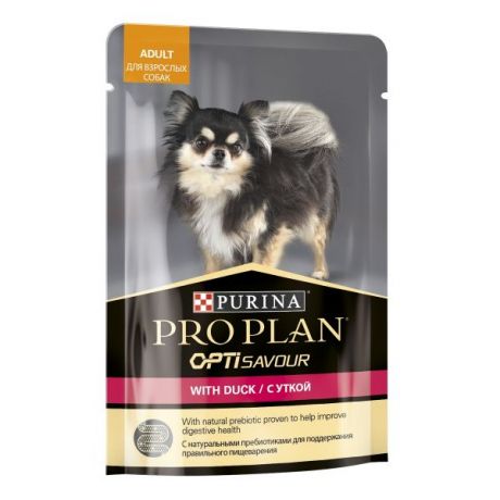 Влажный корм Purina Pro Plan для собак мелких и карликовых пород, c уткой в соусе, пауч, 100 г 12384238