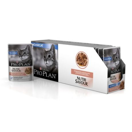 Влажный корм для домашних кошек Purina Pro Plan, лосось, коробка (24 пауча), 85 г 12249425-box
