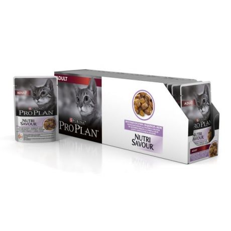 Влажный корм для взрослых кошек Purina Pro Plan Adult, индейка, коробка (24 пауча), 85 г 12286804-box