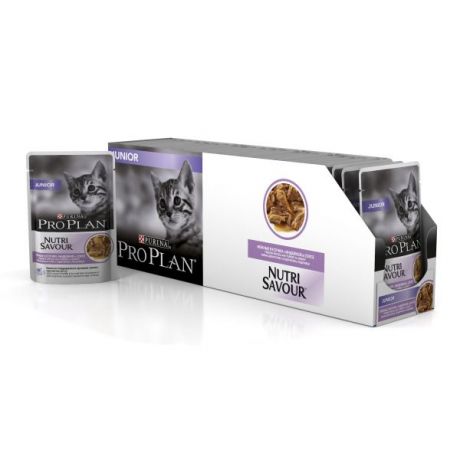 Влажный корм для котят Purina Pro Plan Junior, индейка, коробка (24 пауча), 85 г 12238547-box