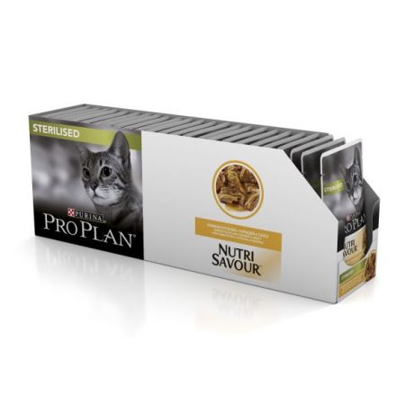 Влажный корм Purina Pro Plan для стерилизованных кошек и кастрированных котов, курица, коробка (24 пауча), 85 г 12249432-box