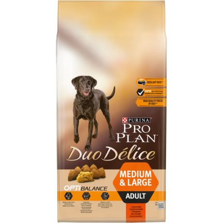 Сухой корм Purina Pro Plan DUO DÉLICE для взрослых собак с говядиной и рисом, пакет, 10 кг 12386306