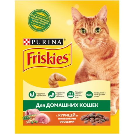 Сухой корм Purina Friskies для домашних кошек с курицей и садовой зеленью, картонная коробка, 300 г 12384600