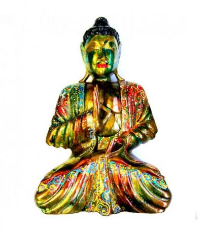 Статуэтка Будда дерево ручная роспись дерево 40х25см (0.8 кг)