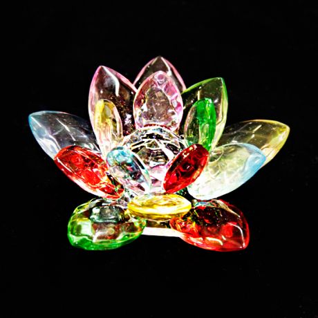 Кристалл лотос радужный стеклянный 10см (0,2 кг, 4 см , 10 см)