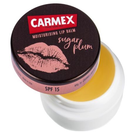 Carmex Бальзам для губ с ароматом сахарной сливы в баночке SPF15