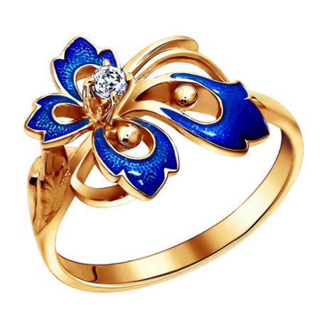 Женское кольцо золото с эмалью
