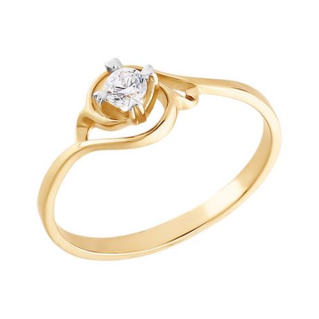 Золотое кольцо для помолвки с фианитом