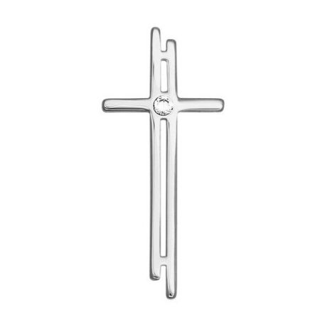 Крест из белого золота с фианитом
