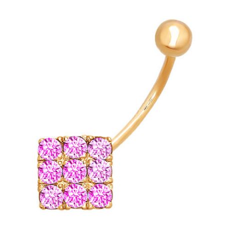 Пирсинг в пупок из золота с розовыми фианитами