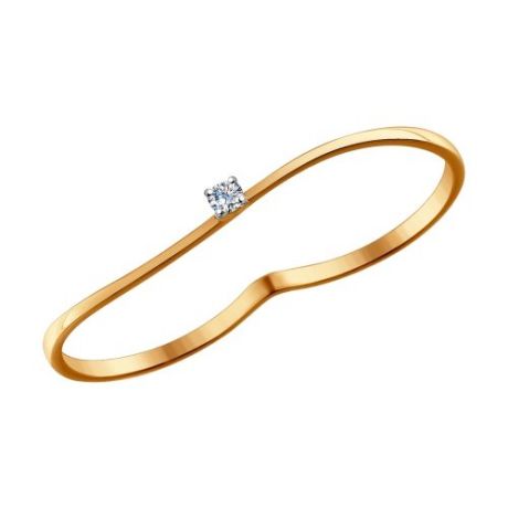 Кольцо на два пальца из золота с бриллиантом