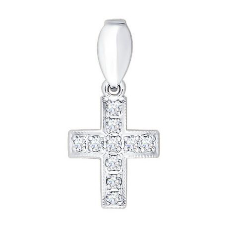 Крест из белого золота с бриллиантами