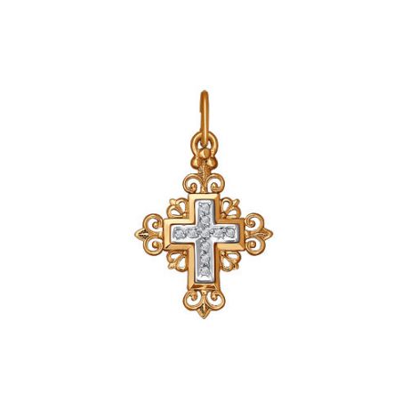 Крест из комбинированного золота с фианитами