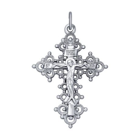 Православный широкий крест из белого золота