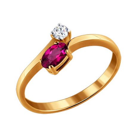 Кольцо из золота с бриллиантом и рубином