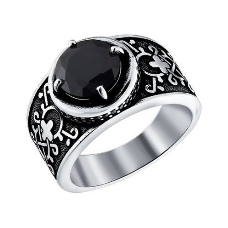 Кольцо из чернёного серебра с чёрным фианитом