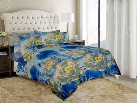 Комплект постельного белья «Нежность». 1,5-спальный. Цвет: голубой
